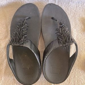 FitFlop black sz 8 with beaded fringe Fit Flop